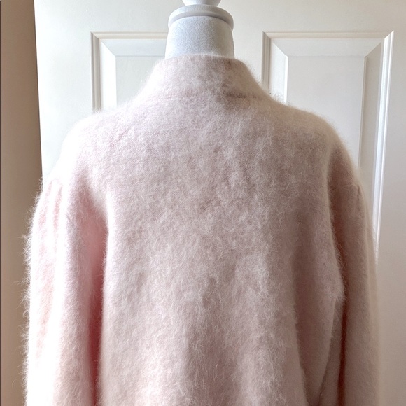 Lee Sands Long Cardigan Jacket Rabbit Angora Hair Blend Very Light Pink Size OS - Picture 8 of 16